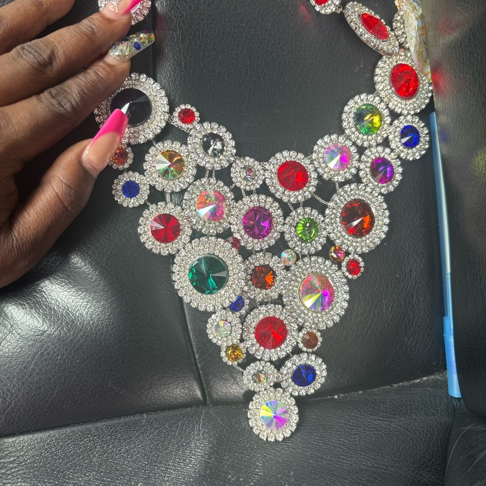 Colorful Crystal Diamond Statement Necklace